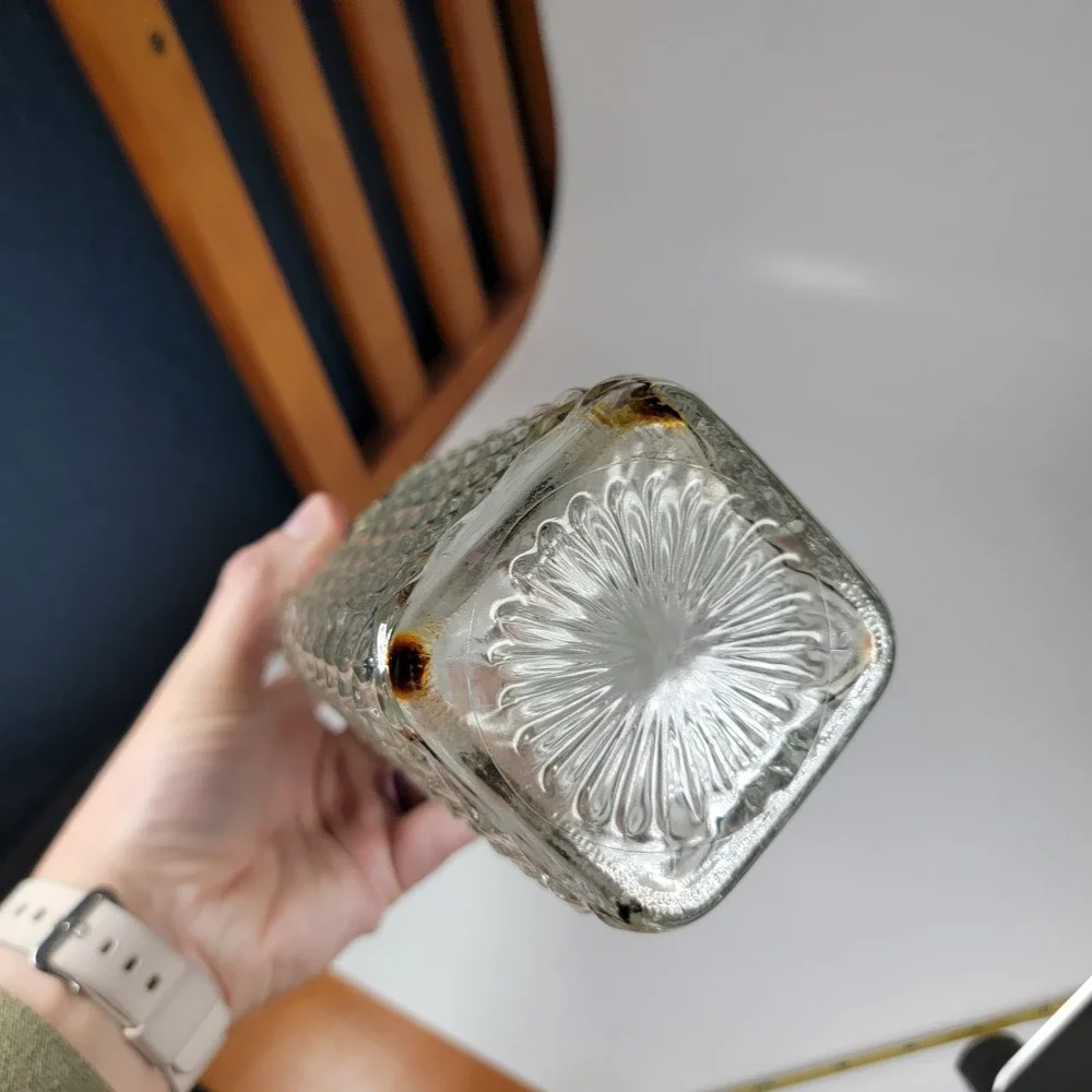 Vintage Cut  diamond Glass Decanter with Cork Stopper-Very Elegant/Rare